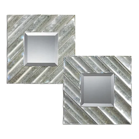 Jovan Squares, Set of  2 Silver Mirror